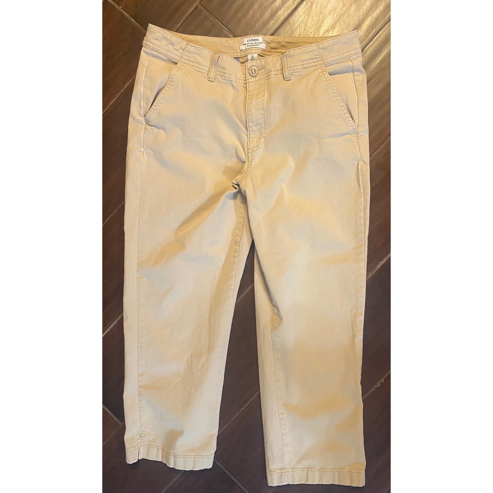 L.L.Bean Favorite Fit Chino Pants Womens 10‎ Reg Tan  Organic Cotton 509354
